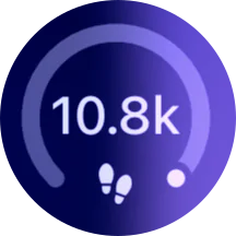 WristGrid Lock Screen steps gauge showing 10.8k steps