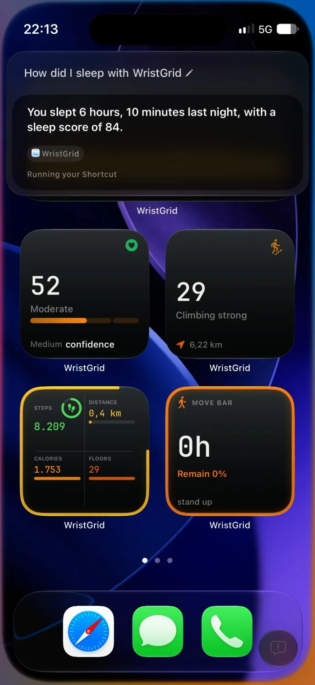 Siri answering from WristGrid