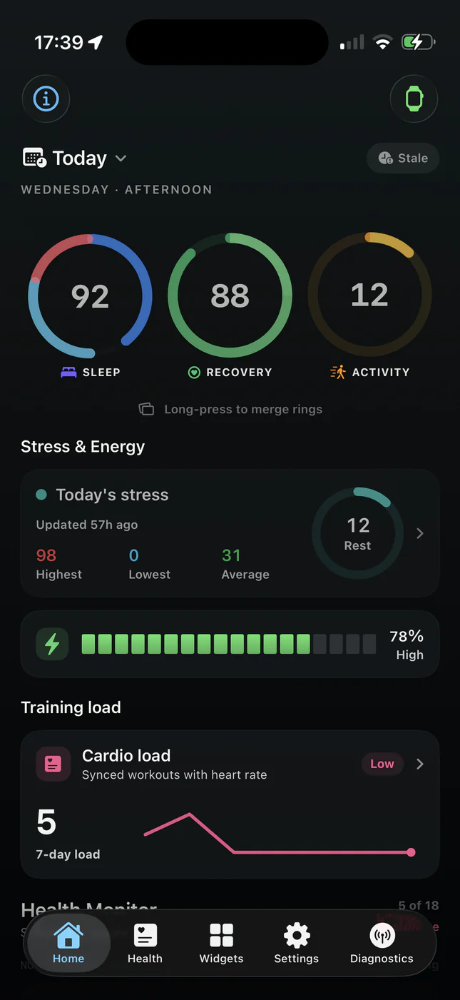 The WristGrid Today dashboard